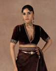 Burgundy Jamawar Saree Set
