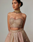 Deep Beige Multicolor Corset With Skirt