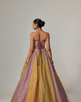 Mustard Multicolor Corset Skirt Set