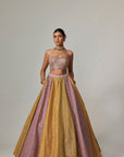 Mustard Multicolor Corset Skirt Set