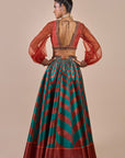 Rust - Emerald Green Chevron Skirt Set
