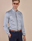 Sky Blue Tonal Print Shirt