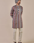 Multi Hued - Red Striped Kurta