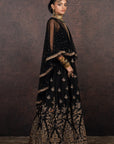 Caviar Black Anarkali Set | Muraqqa