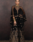 Caviar Black Anarkali Set | Muraqqa