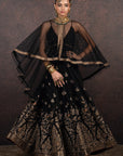 Caviar Black Anarkali Set | Muraqqa