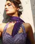 Moon Purple Pre Drape Saree