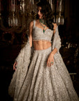 Silver Floral Lehenga Set