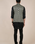 Creme Ivory Printed Nehru Jacket