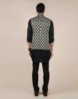 Creme Ivory Printed Nehru Jacket