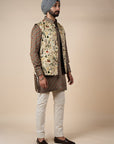 Creme Ivory Printed Nehru Jacket