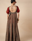 Crimson Red Striped Anarkali