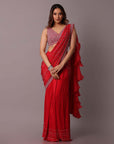 Red Draped Saree