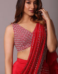 Red Draped Saree