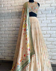 Beige Organza Lehenga
