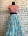 Pink & Blue Croptop Skirt