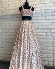 White & Pink Bow-Tye Lehenga