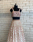 White & Pink Bow-Tye Lehenga