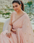 Peach & Gold Organza Saree