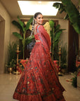 Red Navratna Lehenga