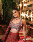 Red Navratna Lehenga