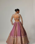 Mud Mauve Multicolor Chita Sequin Scattered Lehenga Set With V Neck Full Sleeves