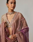Mud Mauve Multicolor Chita Sequin Scattered Lehenga Set With V Neck Full Sleeves
