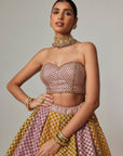 Mustard Multicolor Corset Skirt With Dupatta Set