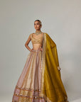 Mustard Multicolor Heavy Metallic Lehenga With Green Dupatta