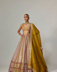 Mustard Multicolor Heavy Metallic Lehenga With Green Dupatta