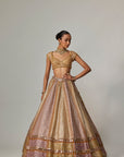 Mustard Multicolor Heavy Metallic Lehenga With Double Dupatta