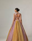 Mustard Multicolor Crop Top With Dupatta