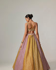 Mustard Multicolor Big Check Lehenga Set