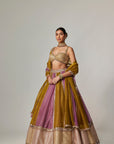Green Multicolor Sequin Scatter Lehenga Set