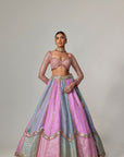 Mauve Multicolor Sequin Scattered Lehenga With Sweetheart Full Sleeve Blouse