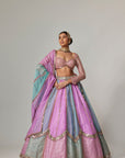 Mauve Multicolor Sequin Scattered Lehenga With Sweetheart Full Sleeve Blouse
