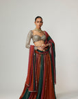 Cranberry Lehenga Pants With Sweetheart Neck Full Sleeve Blouse