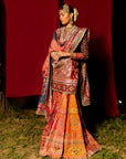 Red and Orange Banno Sharara Set