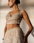 The Aztec Zardozi Faded Apricot Lehenga