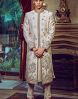 The Aurum Ekru Tree of Life Sherwani