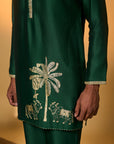 Green Tropical Nandi Kurta Set