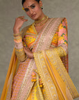Yellow Sorbet Paan-Patti Lehenga