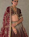 Wine 'Dil- Chidiya' Lehenga Set
