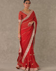 Red Lovebird Saree