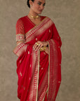 Red Haath Phool Saree