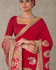 Red Son-Patti Saree