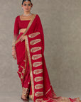 Red Son-Patti Saree