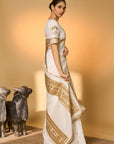 White Moonfield Gota Embroidered Saree