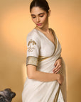 White Moonfield Gota Embroidered Saree