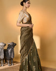Olive Corncrest Gota Saree